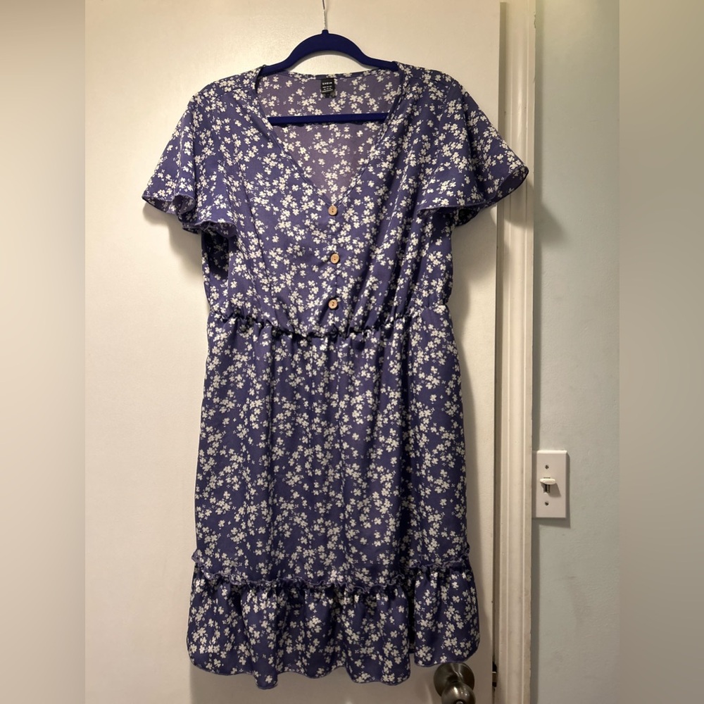 SHEIN Lavender Dress with White Floral Print